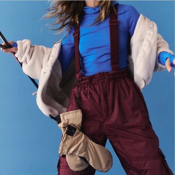 NWT free people movement dew point ski pants overalls maroon oxblood wine - Picture 1 of 9